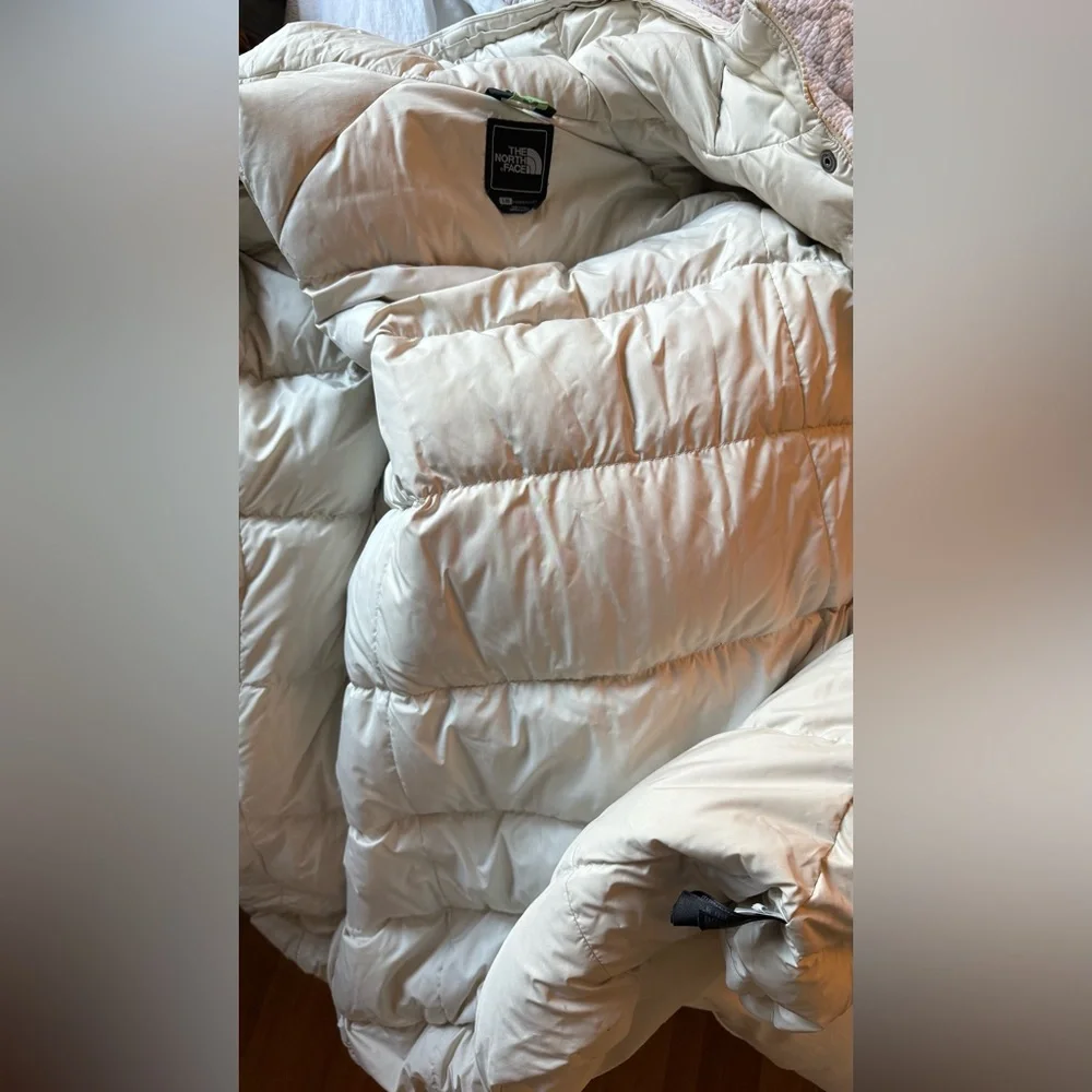 The North Face Womens L Cream Down Parka Mid Length Jacket DRYVENT - Picture 5 of 7
